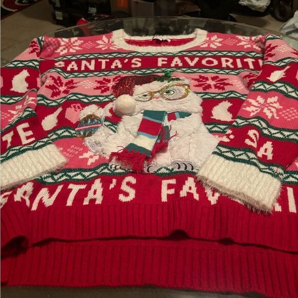 Santa’s Favorites ugly cat Christmas Sweater - Picture 1 of 4